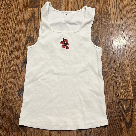 Maeve x Anthropologie Embroidered Icon Tank Top-Cherry Tomatoes NWOT - Picture 6 of 9